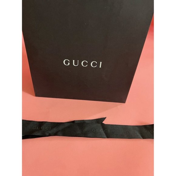 Gucci Reusable Paper Shopping Bag Gift Rope Handle Black 15" x 9" x 5.5" - Picture 2 of 7
